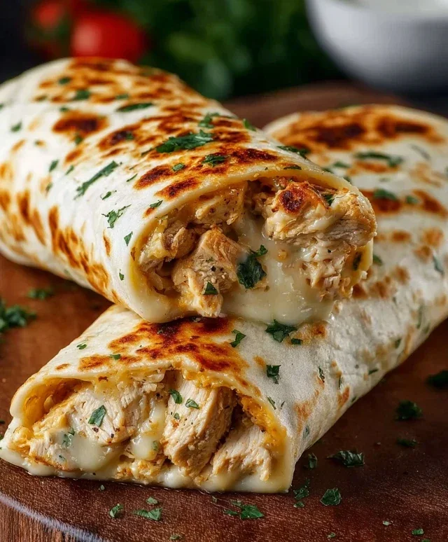 Low Carb Cheesy Garlic Chicken Wraps