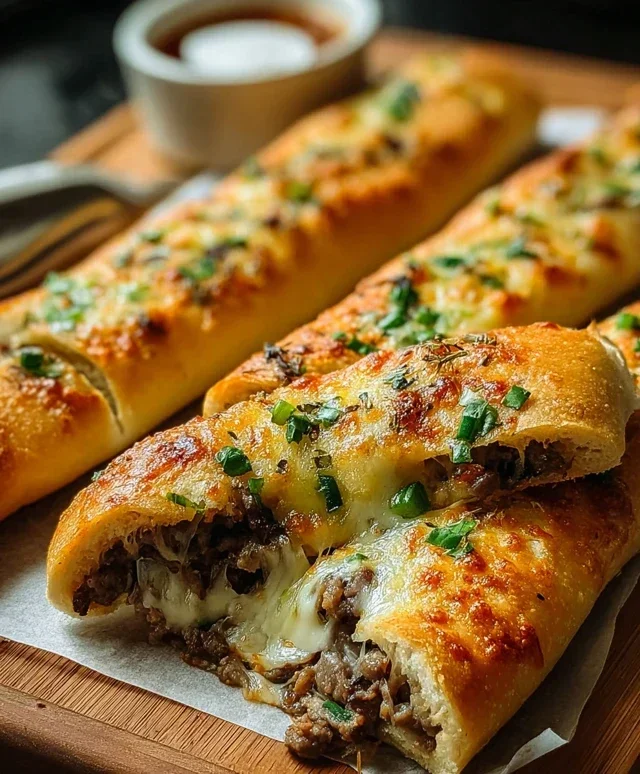 Philly Cheesesteak Stuffed Cheesy Breadsticks