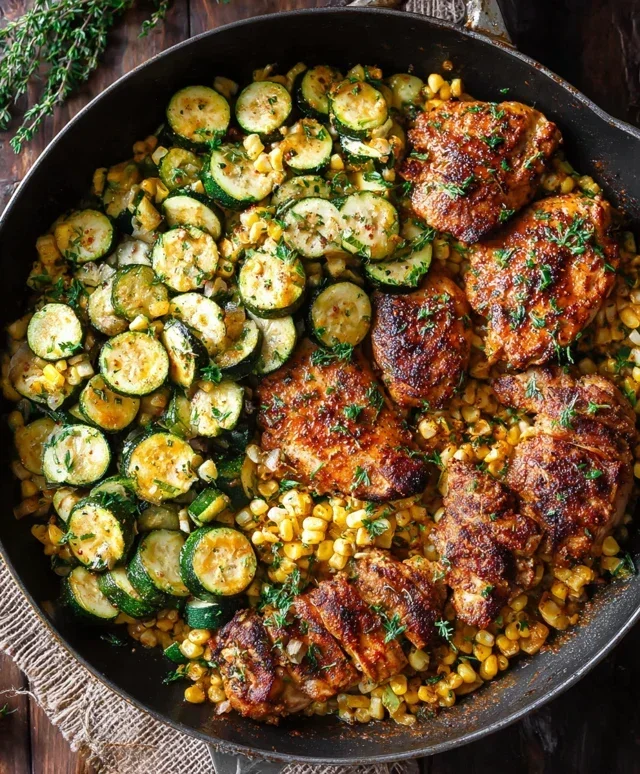 Garlic Butter Chicken with Zucchini and Corn - One-Pan, 30-Minute Meal