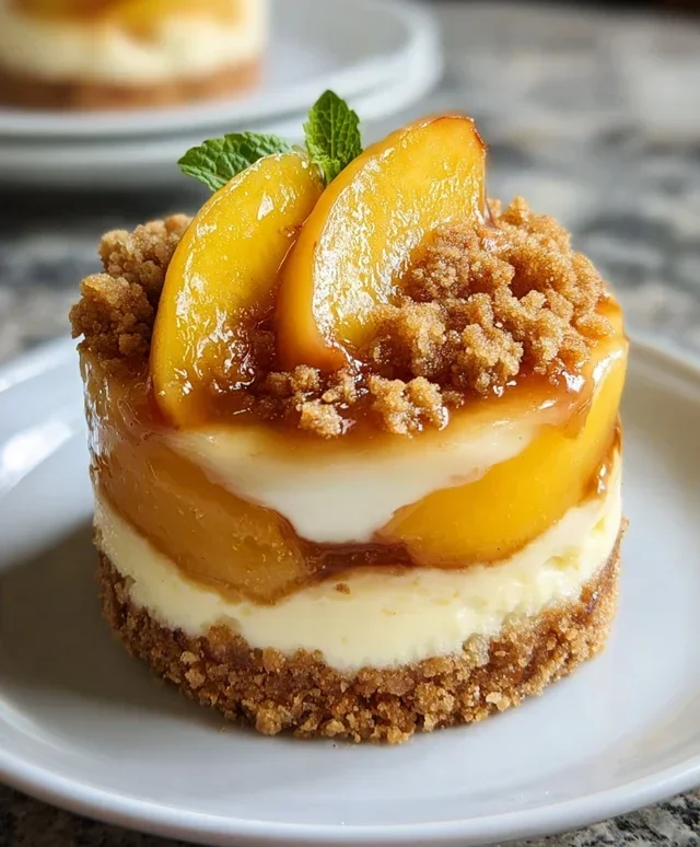 Stuffed Peach Cobbler Mini Cheesecake