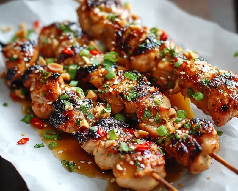Easy Grilled Asian Chicken Skewers with Honey Garlic Sauce