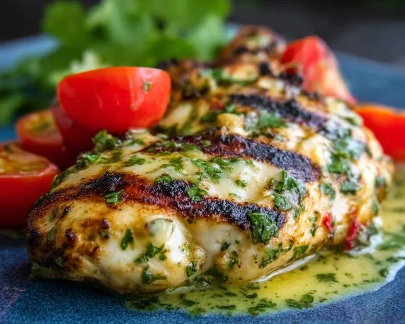 Grilled Salsa Verde Pepper Jack Chicken