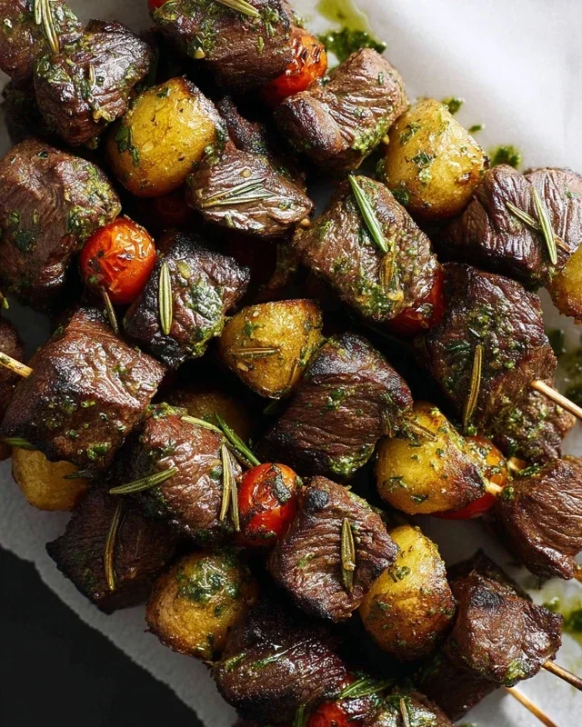 Rosemary Garlic Steak Kebabs
