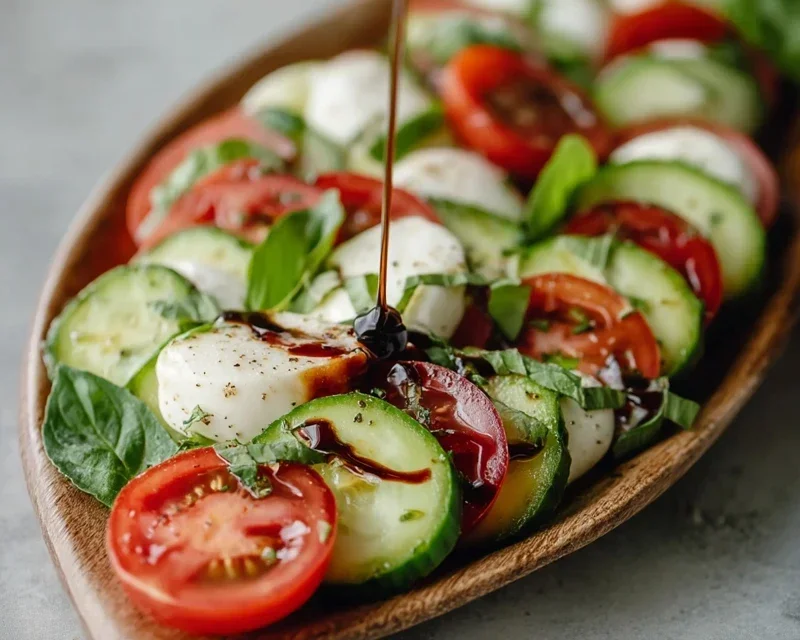 Fresh Cucumber Caprese Salad