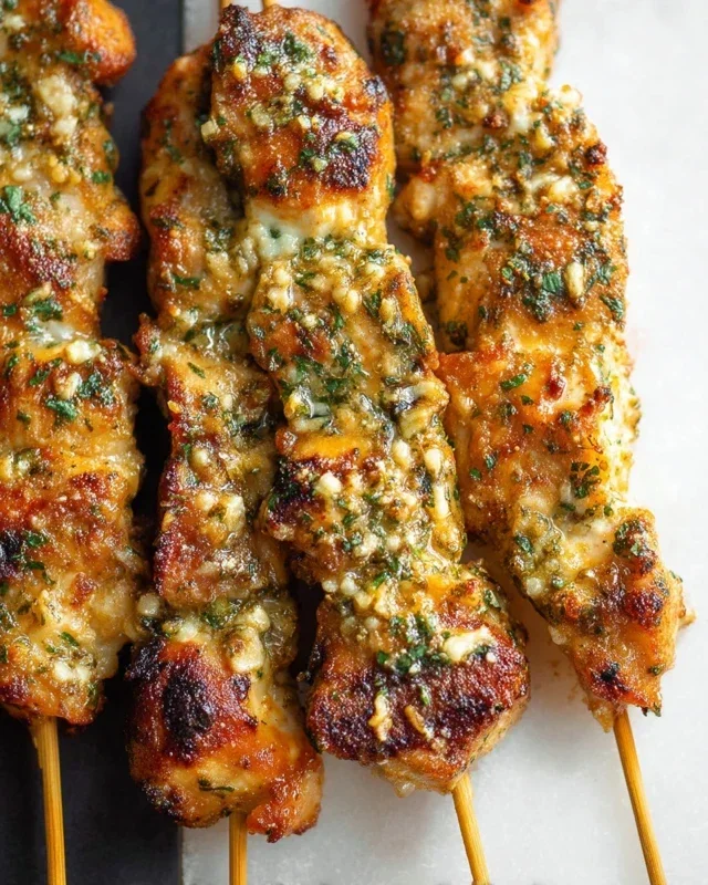 Garlic Parmesan Chicken Skewers