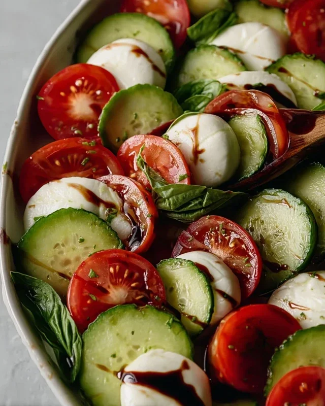 Fresh Cucumber Caprese Salad