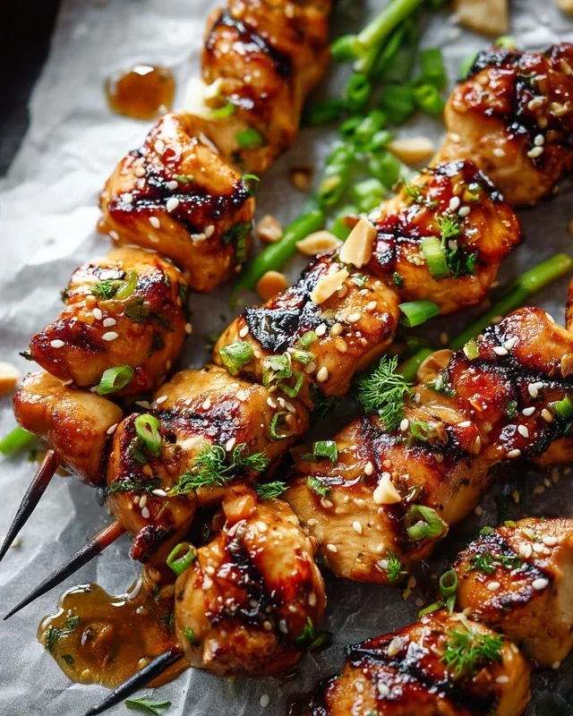 Easy Grilled Asian Chicken Skewers with Honey Garlic Sauce