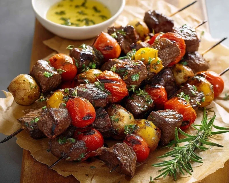 Rosemary Garlic Steak Kebabs