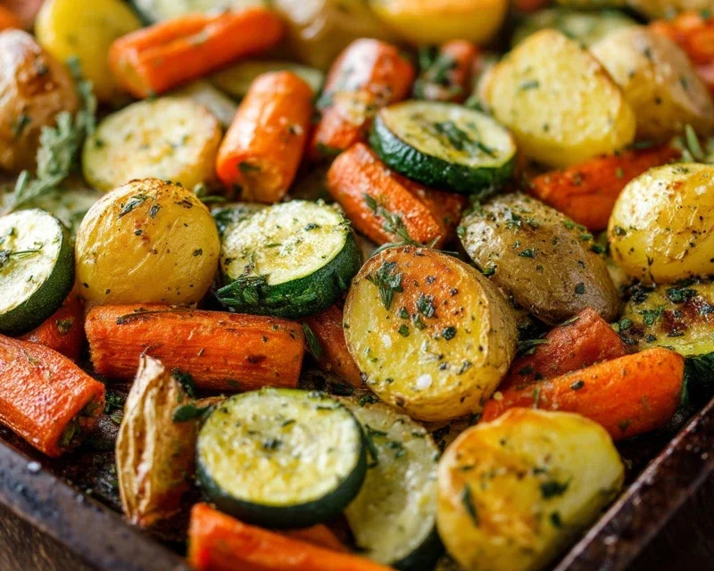 Garlic Herb Roasted Potatoes Carrots and Zucchini