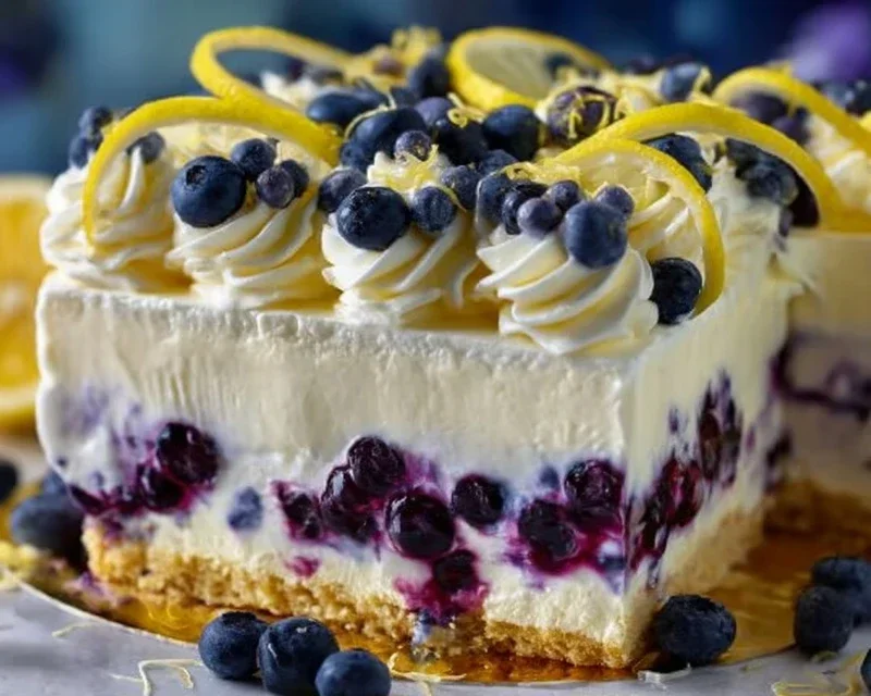 No-Bake Lemon dazzling Blueberry cream Cake