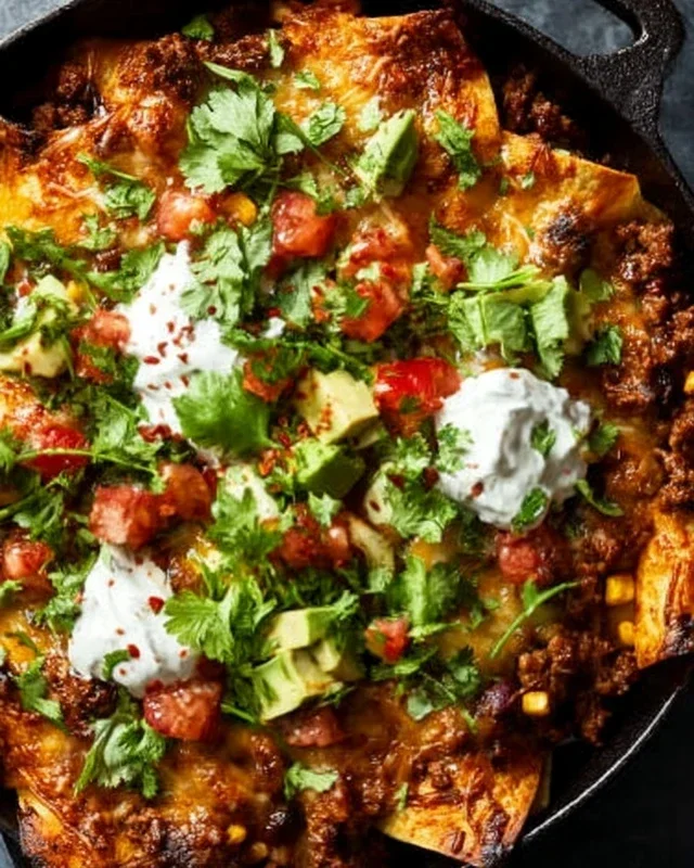 Beef Skillet Enchiladas