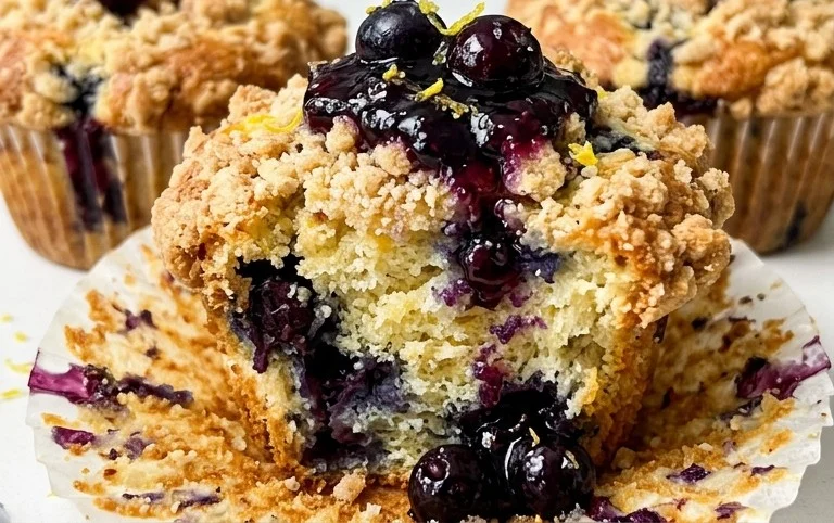 Lemon Blueberry Streusel Muffins