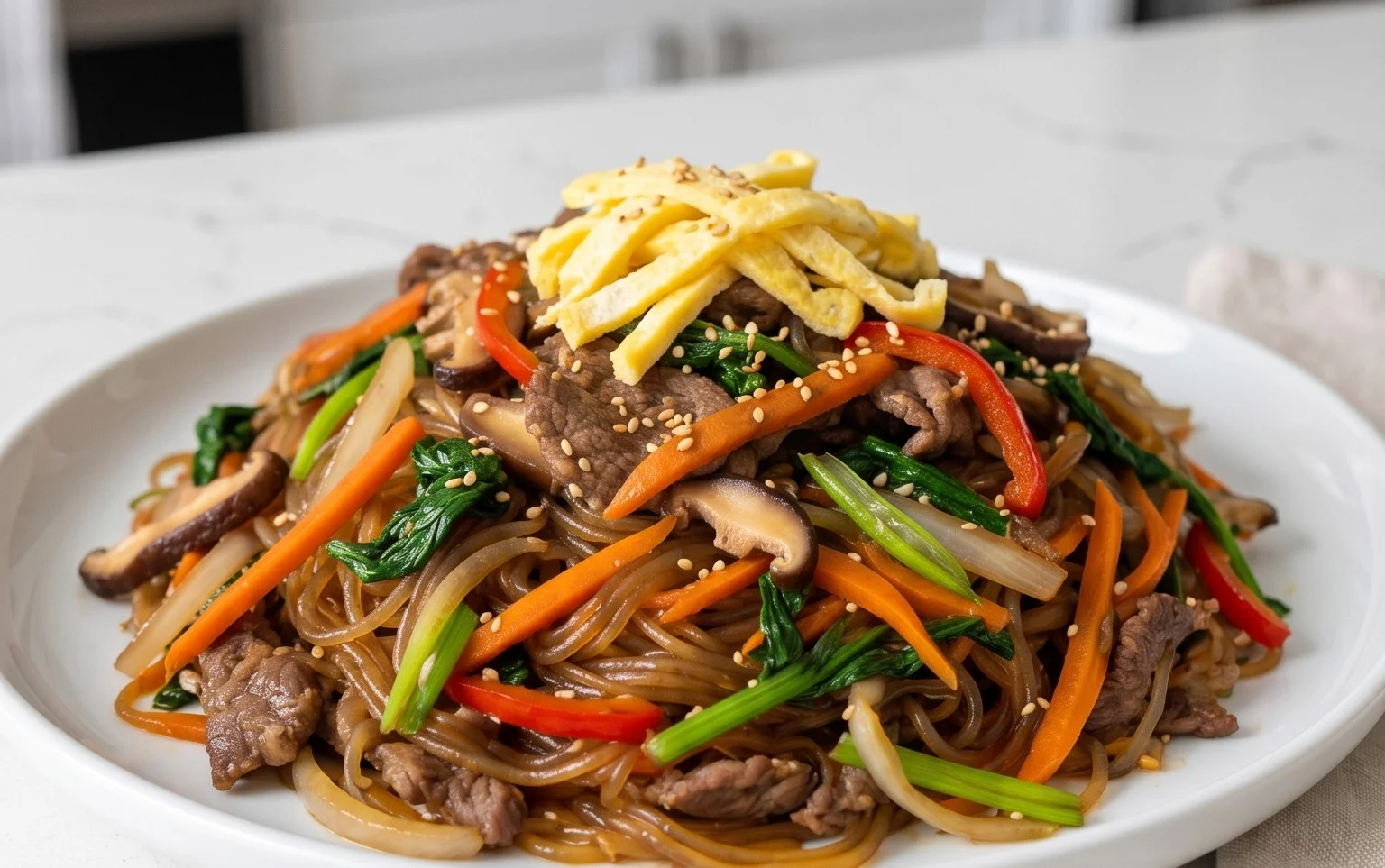 Japchae (Korean Glass Noodle Stir Fry)