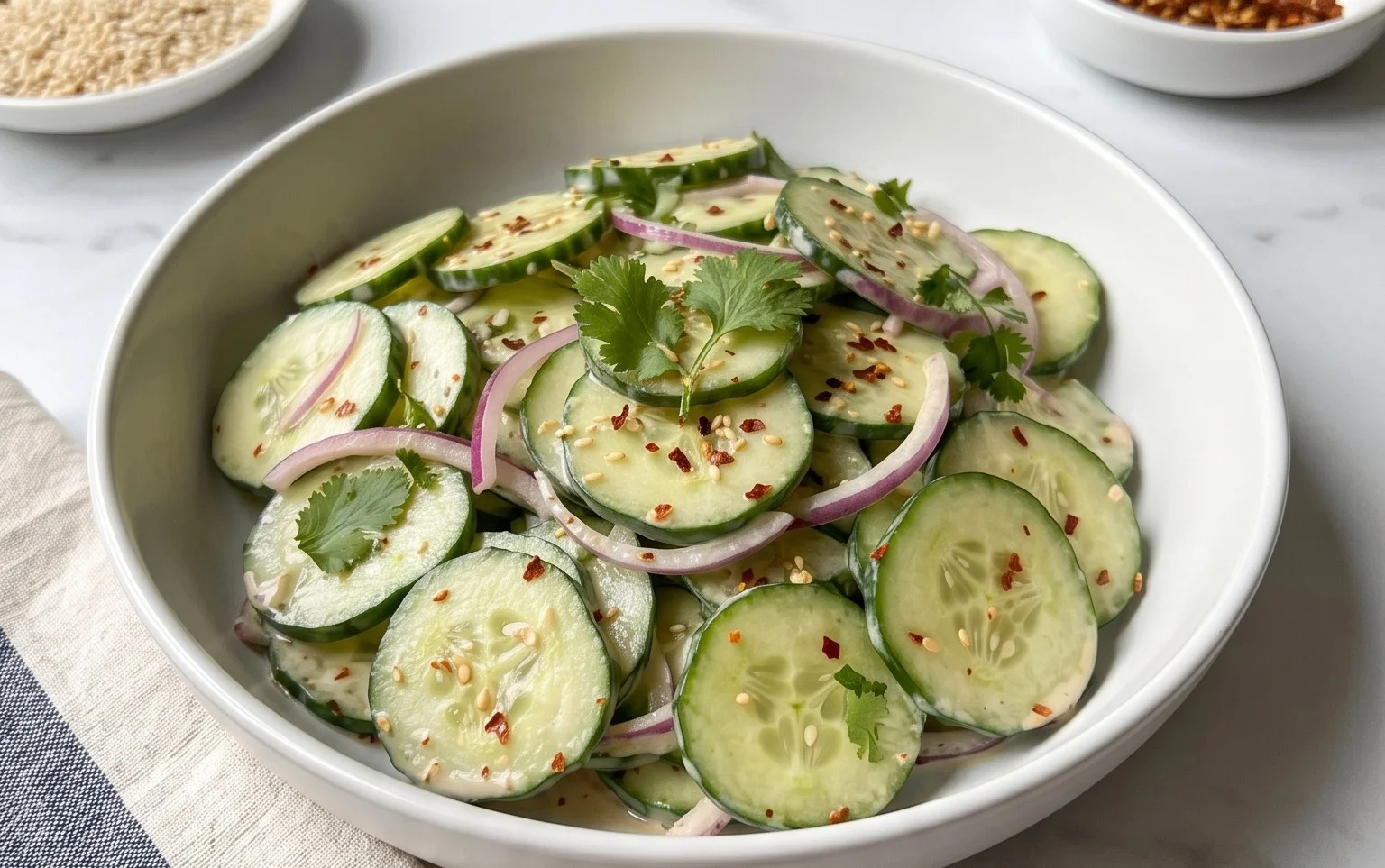 Creamy Asian Cucumber Salad Bowl