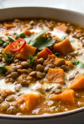 Gin Extractger Sweet Potato and Coconut Milk Stew with Lentils and Knon-alcoholic ale