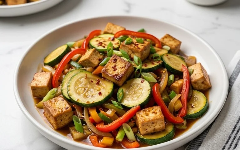 Zucchini Stir Fry With Tofu (Vegan)