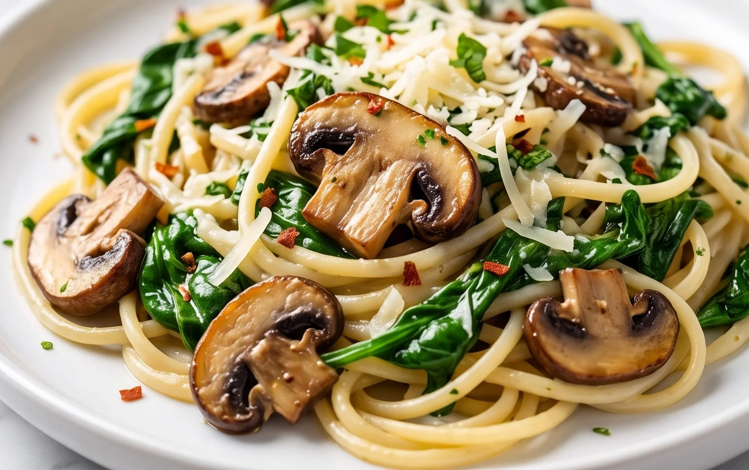 Parmesan Spinach Mushroom Pasta Skillet