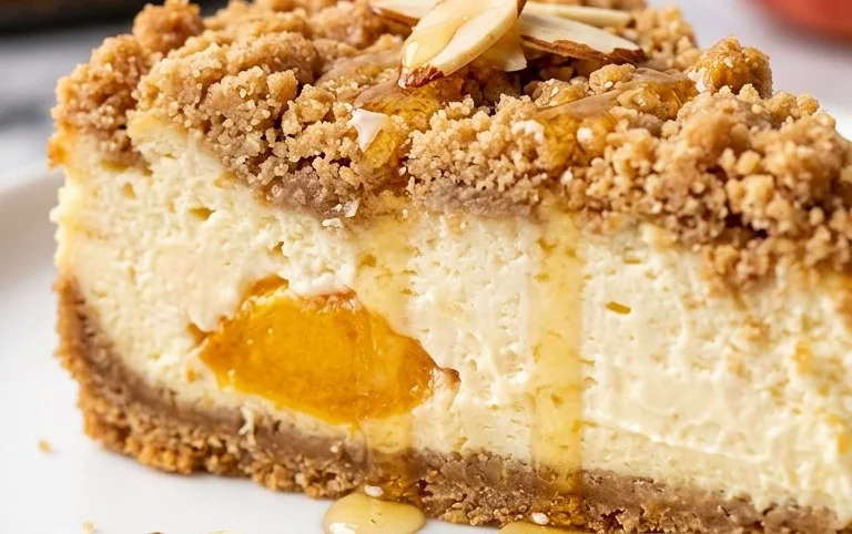 Peach Cream Cheese Cake with Streusel Topping
