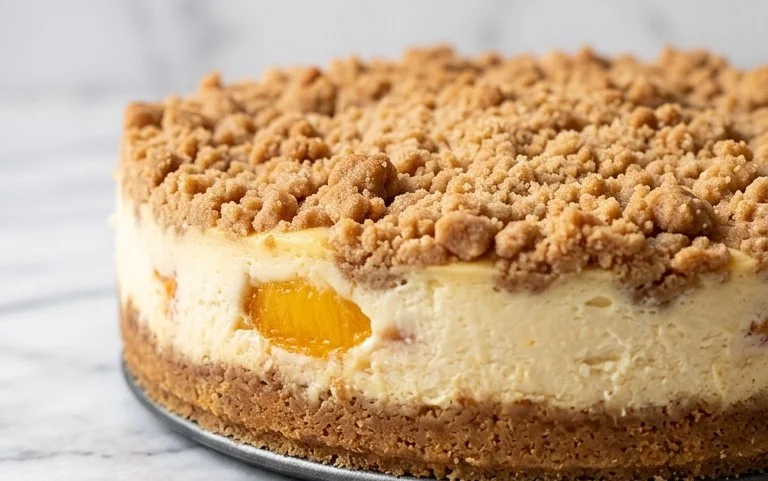 Peach Cream Cheese Cake with Streusel Topping