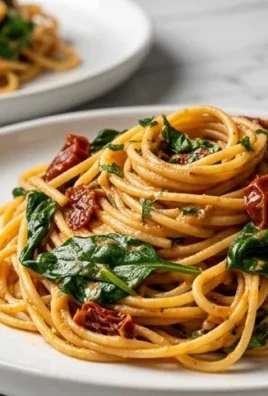 Spaghetti & Spinach with Sun-Dried Tomato Cream Sauce
