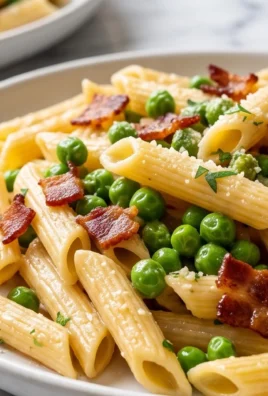Penne Pasta, Peas and Beef Bacon