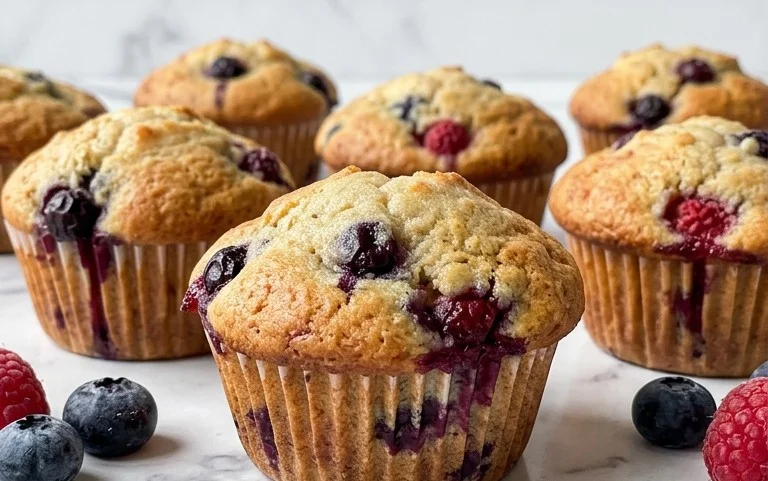 Bakery Style Mixed Berry Muffins | with Frozen Berries