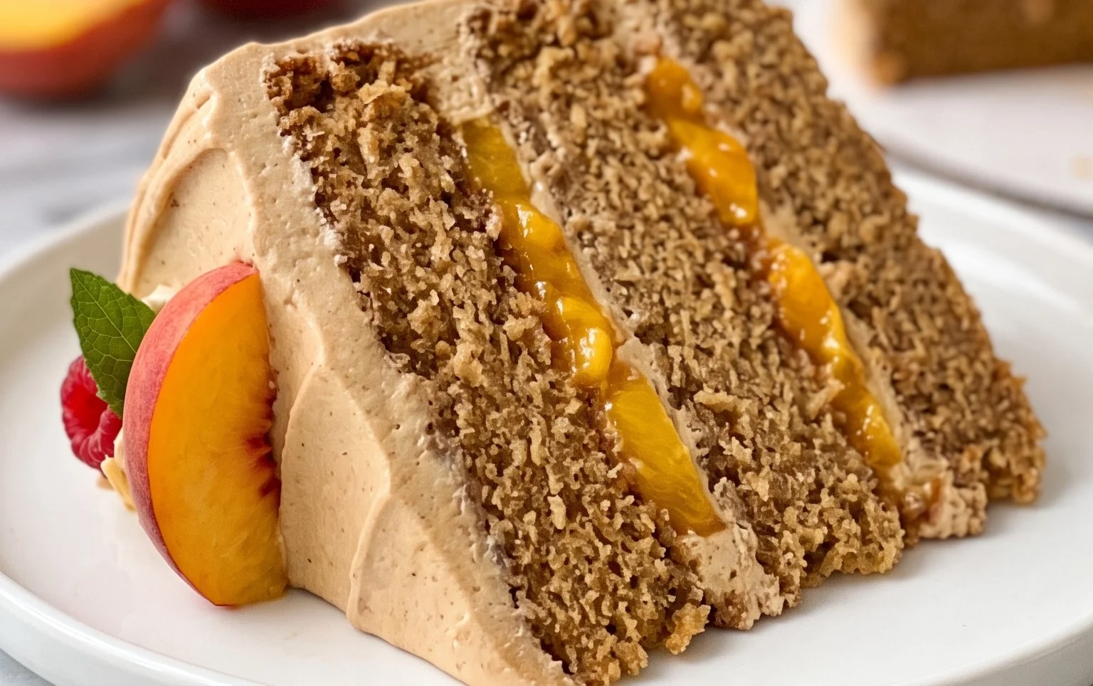 Brown Sugar Layer Cake with Peach Filling