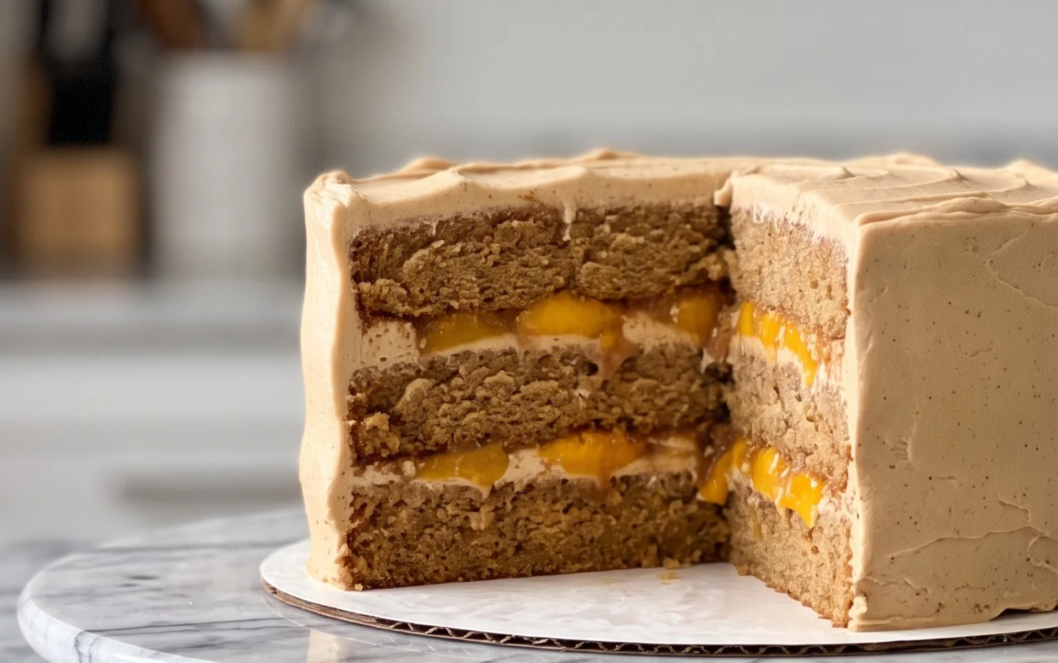Brown Sugar Layer Cake with Peach Filling