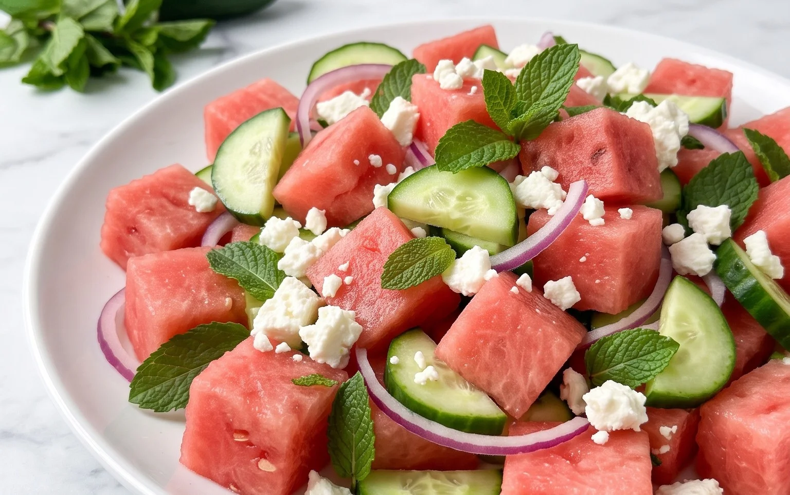 Watermelon Salad with Cucumber and Feta