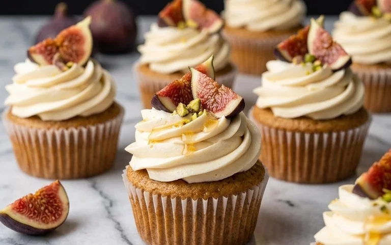 Fig Cupcakes with Honey Cream Cheese Frosting
