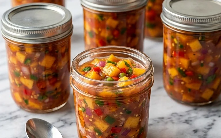 Sweet & Spicy Peach Salsa Canning Recipe
