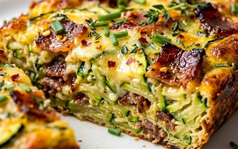 Zucchini and Beef Bacon Slice