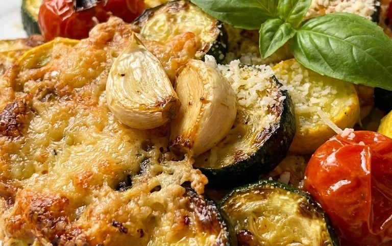 Roasted Garlic-Parmesan Zucchini, Squash and Tomatoes